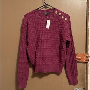 Ann Taylor Women’s Burgundy Button Sweater - Burgundy Size S